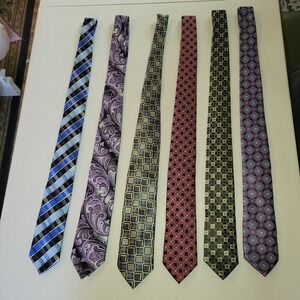 Alexander Julian Colours Mens Necktie Lot of 6 ~‎ Paisley Geometric Plaid